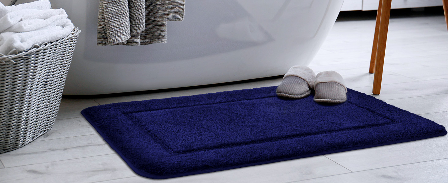 SOANNY Bath Mat Set - 2 Pack Microfiber Bathroom Rugs - Non-Slip & Water Absorbent - 53x86 cm & 50x50 cm - Blue