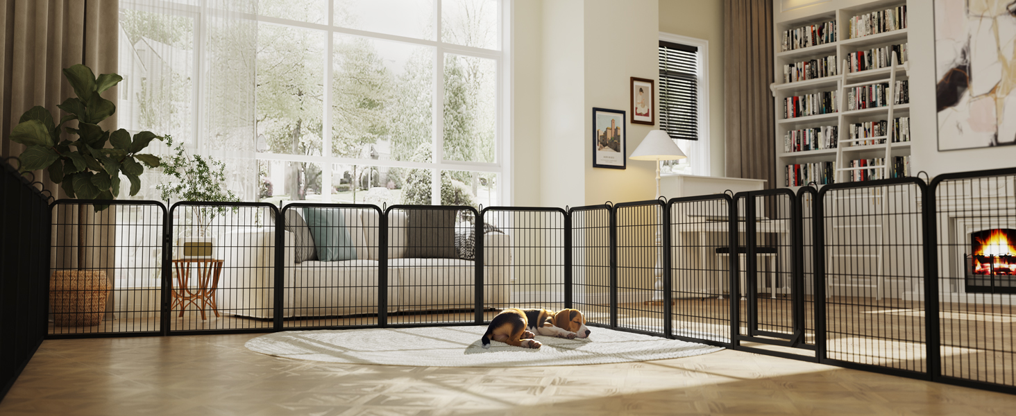 Yaheetech Folding Dog Playpen - 100cm High, 6-Panel, Portable Dog Kennel with Door for Indoor & Outdoor Use - Easy Assembly