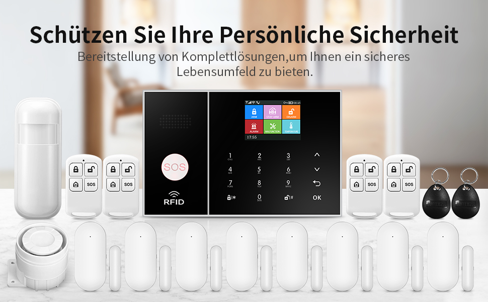 Бездротова сигналізація для квартири GSM/WiFi з сиреною 120 дБ, розумною дистанційною, LCD-дисплеєм, голосовими повідомленнями, для безпеки дому та офісу