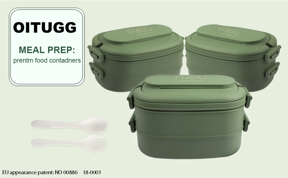 Ланчбокс Brotdose 2-ярусний, 1550 мл, з ложкою та виделкою, синій (авокадо), BPA Free, для дорослих