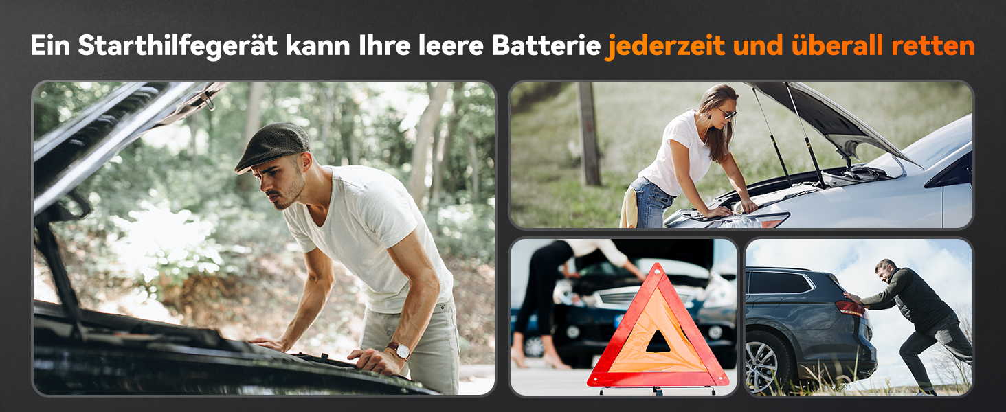 Powerbank WOLFBOX для запуску авто: 2000A, 12V, для бензину/дизеля (10L), LED-ліхтар, великий екран, кабель, бустер для SUV, вантажівок, мотоциклів