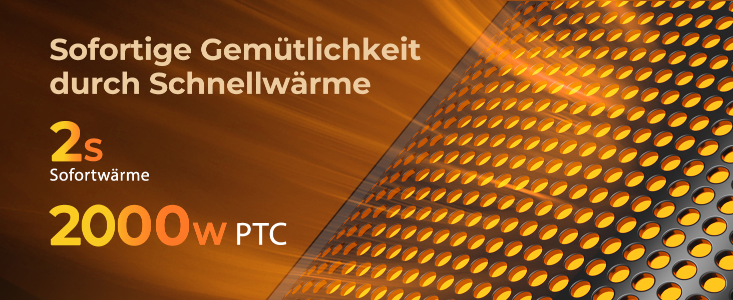 Електричний обігрівач PTC з керамічним нагрівачем, 2000W, 75° обертання, термостат, тихий, 3 режими, таймер 24 год, захист від перегріву та перекидання
