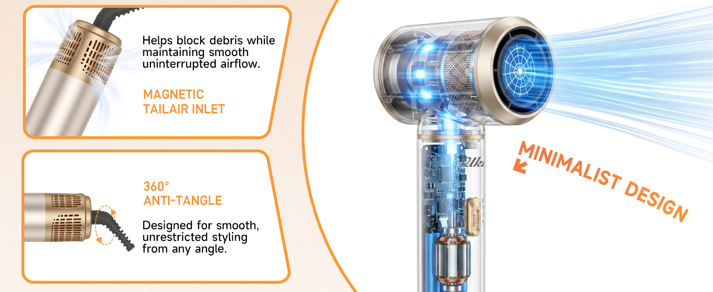 Мультистайлер для волосся 5 в 1 UKLISS Airstyler Pro 1000W: фен, кругла щітка для сушіння, завитки, випрямляч та гаряче повітря, сріблясто-золотий