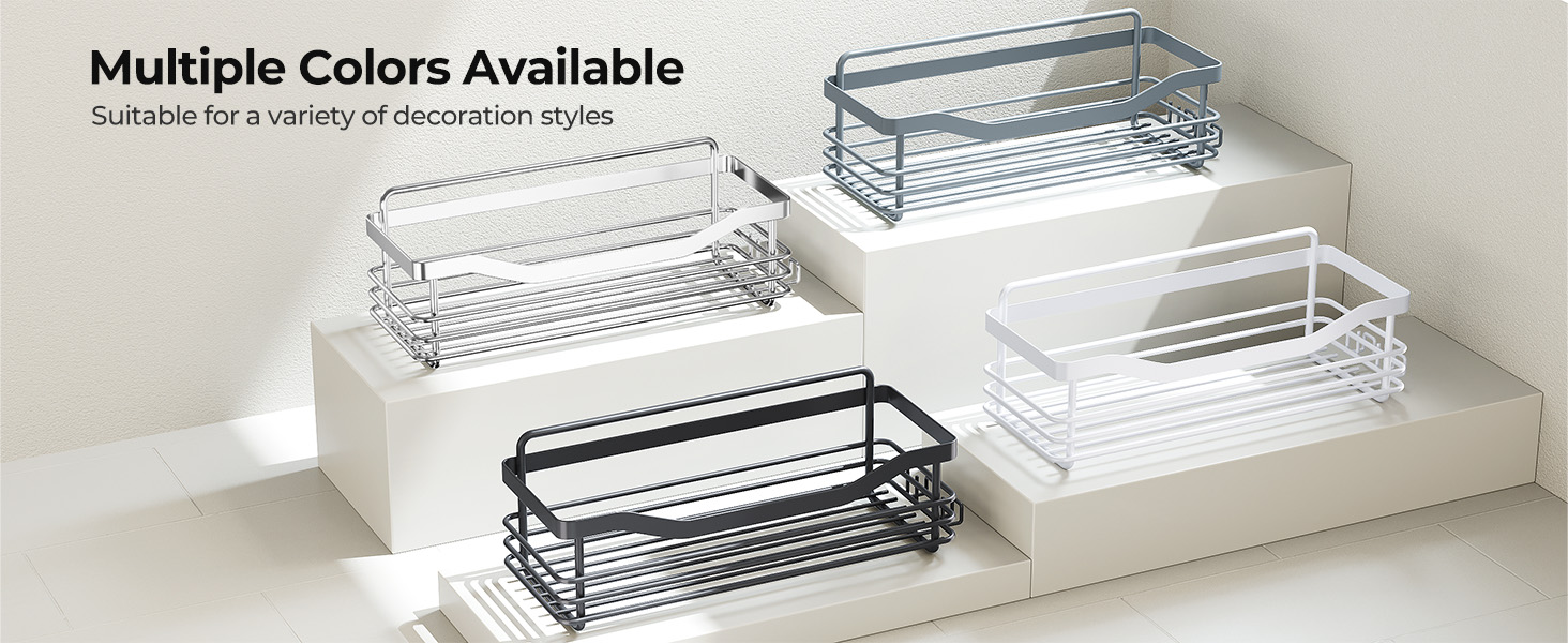 Набір душових корзинок Orimade з 5 гачками, 3 шт. (чорний, сірий) - без свердління, нержавіюча сталь SUS304