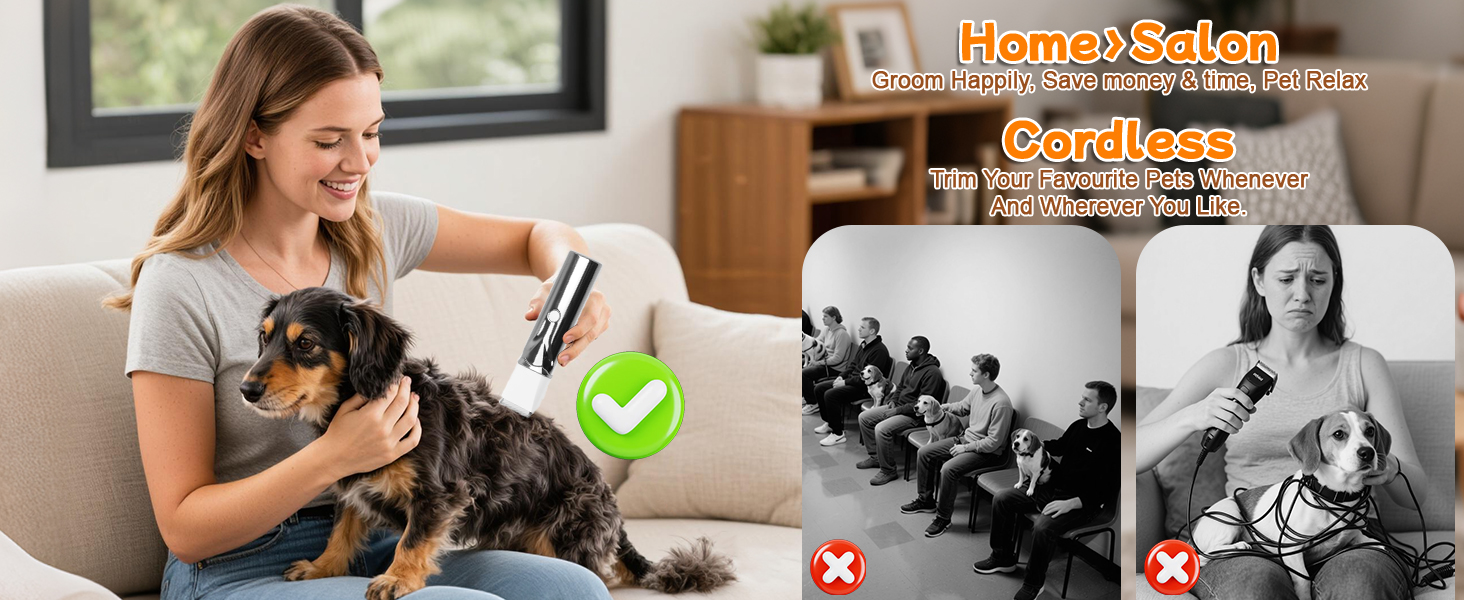 Набір для стрижки собак 4 в 1 Ninonly: тиха, акумуляторна машинка для собак та котів з 4 насадками для тіла, лап, очей та вух. Тример для лап. Чорний колір.