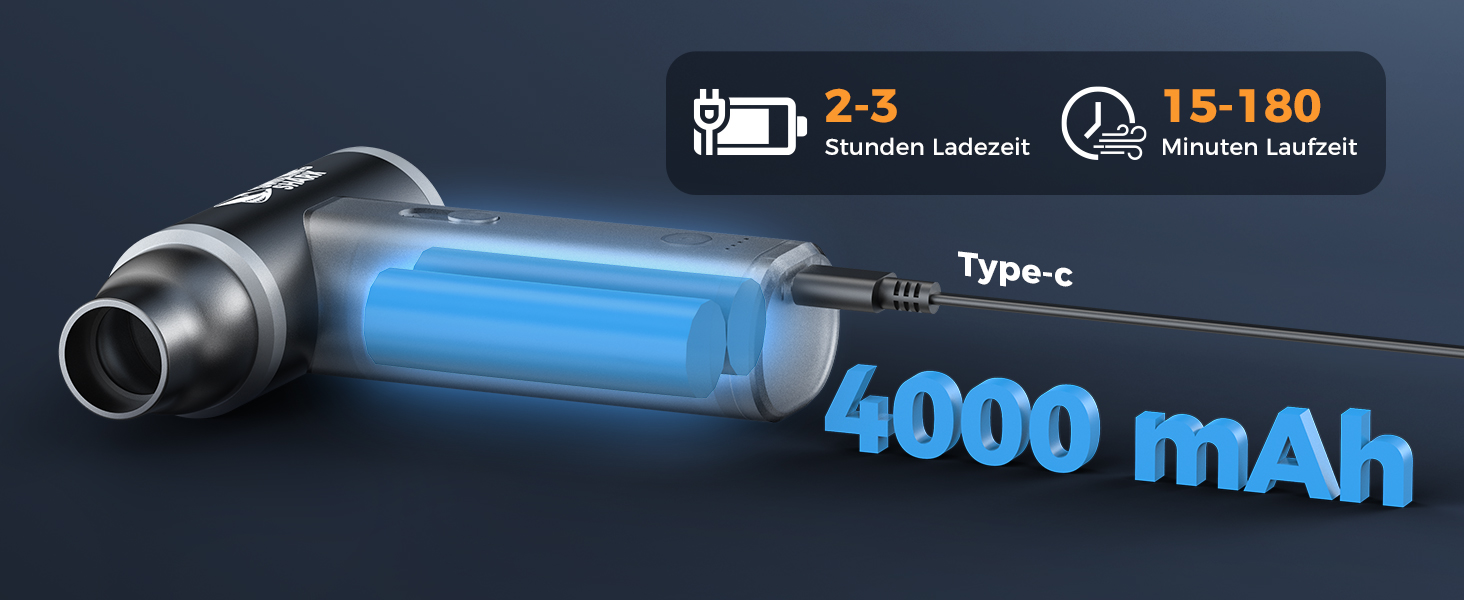 Електричний пилосос для повітряного тиску Smiling Shark J01 з алюмінію, 130000 об/хв, багатофункціональний, для ПК, BBQ, авто, кемпінгу, сірий (J01-BK)