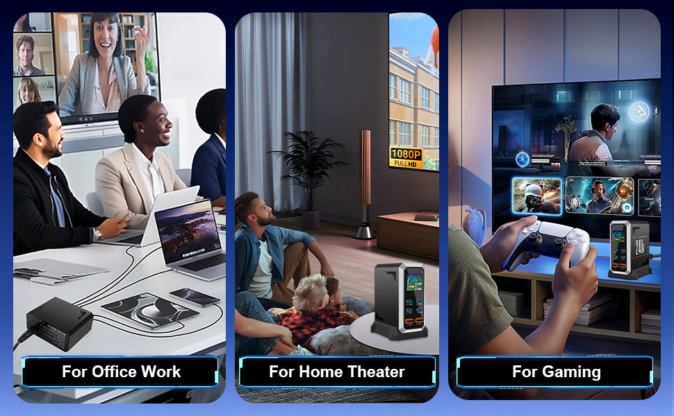 Зарядний пристрій USB-C 240W GaN 6 портів: PD 140W, 65W, 60W, Power Delivery для MacBook, iPhone, iPad, Samsung