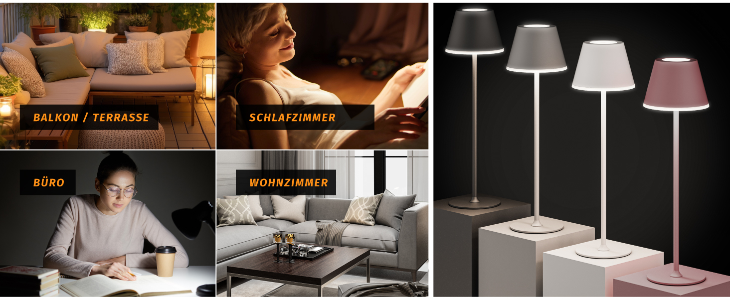 LED настільна лампа CSL з акумулятором - бездротова, сенсорна, диммування, 3 кольори світла, метал, великий акумулятор, для дому та вулиці