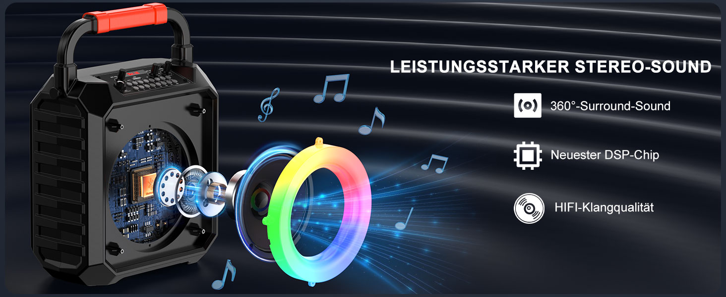 Караоке машина JYX з 2 бездротовими мікрофонами, портативна Bluetooth колонка з RGB-підсвіткою, караоке система для дому, вечірки, PA-система для дорослих, Partybox чорного кольору