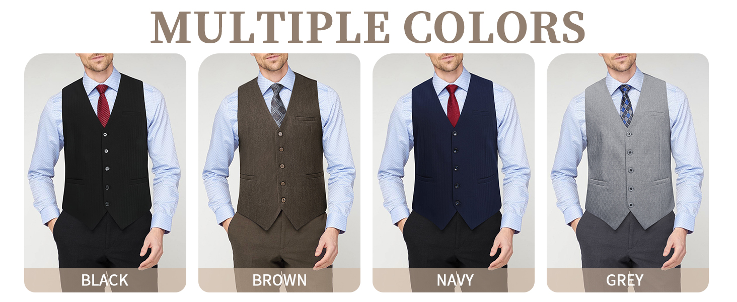 HISDERN Жилет чоловічий для весілля та офіційних заходів, класичний, ретро, бавовна, однотонний, елегантний, бізнес, XS-4XL, сірий