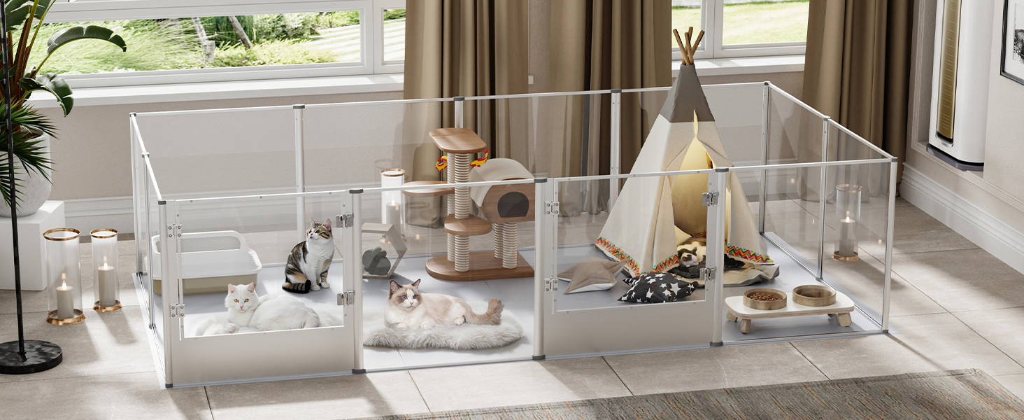 Клітка для собак BingoPaw: простора клітка-вольєр 120x120x61 см з дверцятами та водонепроникним дном, 8-секційна, 60 см висота, для квартири