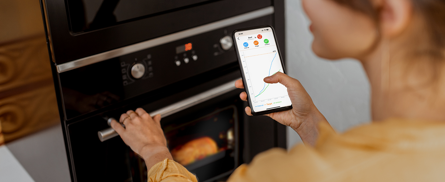 Бездротовий термометр для м'яса DOQAUS з Bluetooth, 158м, IPX7, для гриля, духовки, коптильні, ростера, фритюрниці, мийки