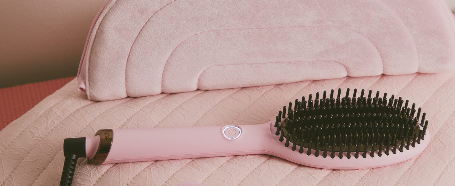 Випрямляч для волосся ghd glide: щітка-випрямляч для гладкого та блискучого волосся, випрямляє та укладає сухе волосся, без пуху, для всіх типів волосся, без екстремального пошкодження тепла (Pink Sorbet)