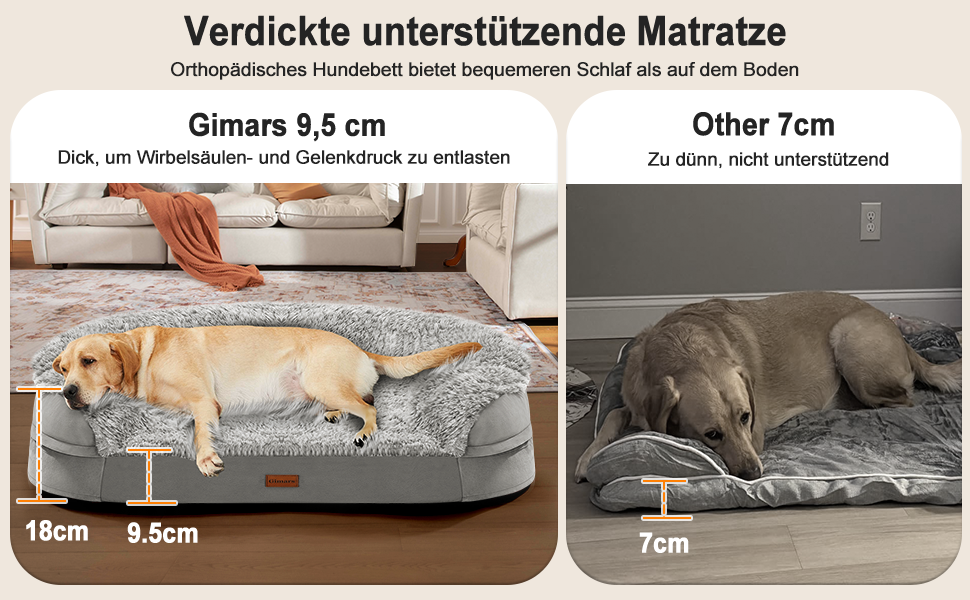 Gimars 9.5 inch Orthopedic Dog Bed for Extra Large Dogs, XL Dog Bed with Bolster & 28D Egg Crate Mattress, Waterproof Cover, Washable Plush Cover, Dog Sofa for Arthritic Dogs - Half Round