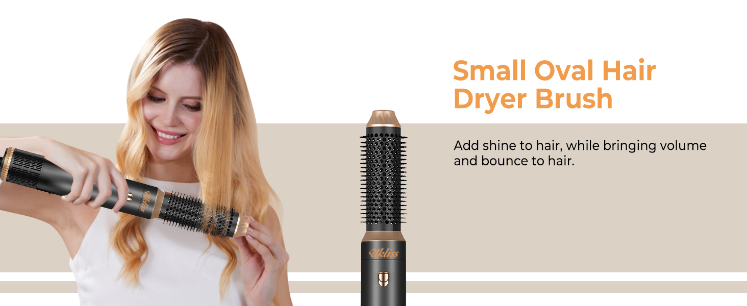 UKLISS Фен-щітка 6 в 1: Локони, об'єм, випрямлення та сушка - 1000W. Набір для створення зачісок з автоматичним завиванням, щітка-фен, круглі щітки, випрямна щітка (Чорний)