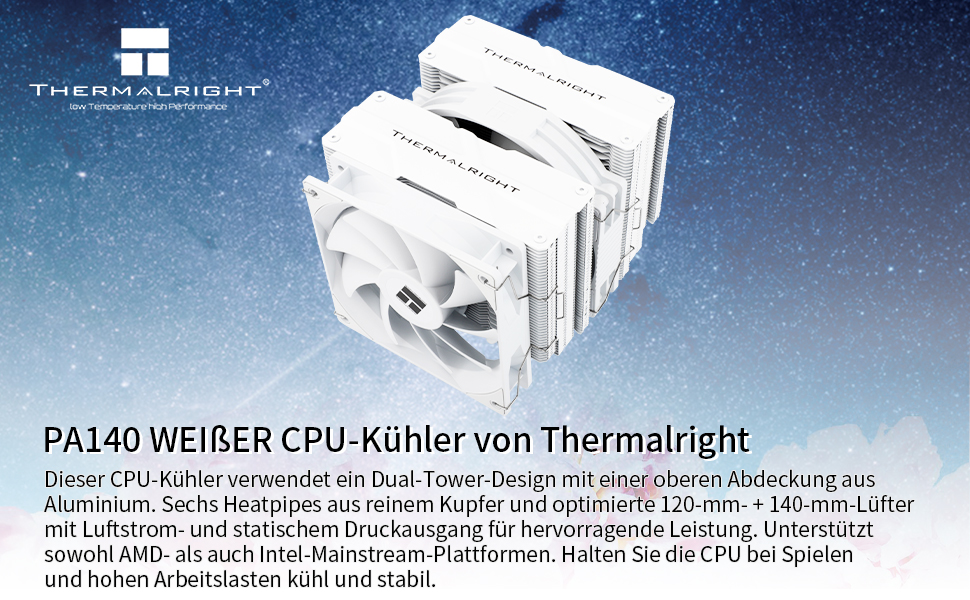 Thermalright Peerless Assassin 140 Black - Кулер для CPU з 6 Heatpipes, Dual-PWM вентилятор, для AM5/AM4 та Intel LGA 1700/1851