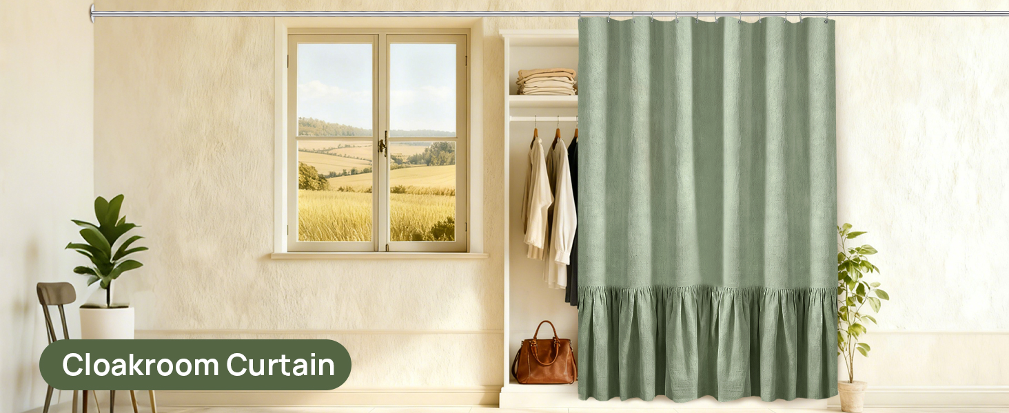 Штора для душу 180x180 см льон, зелена – водонепроникна, з антигрибковим покриттям та утяжеленим краєм, з кільцями (1 шт)