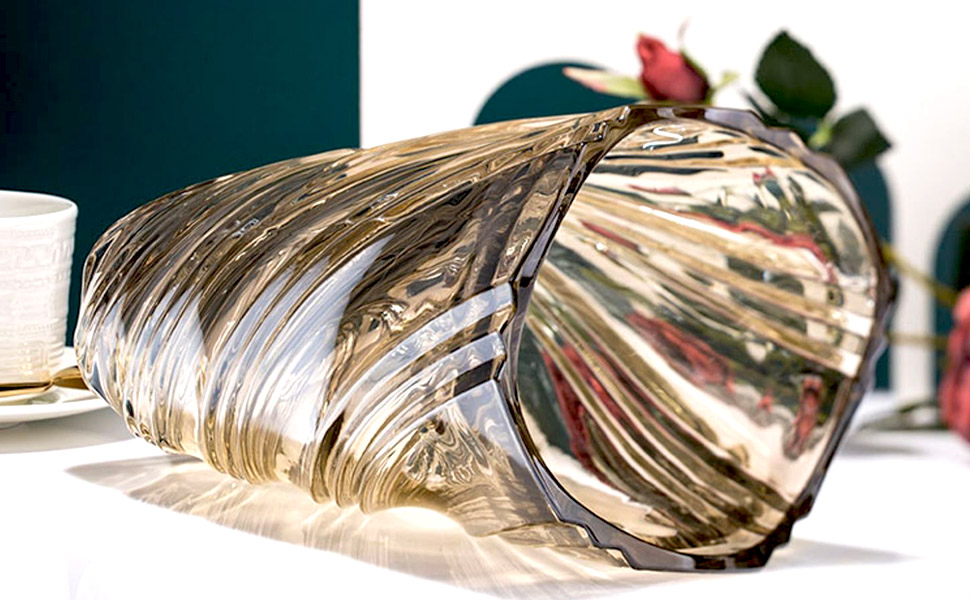 Скляна ваза Glas Blume, 24 см, сучасний мінімалістичний дизайн, ручної роботи. Ідеально для дому, офісу, декору та подарунків (сірий)