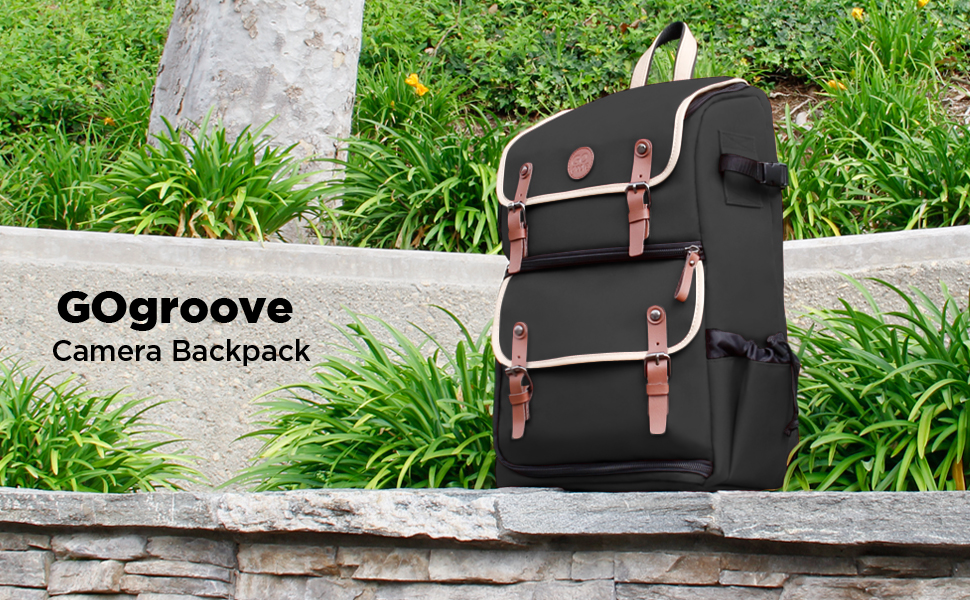 GOgroove Рюкзак для камери: DSLR рюкзак для подорожей, камера, аксесуари, ноутбук, штатив, вологостійкий, чорний