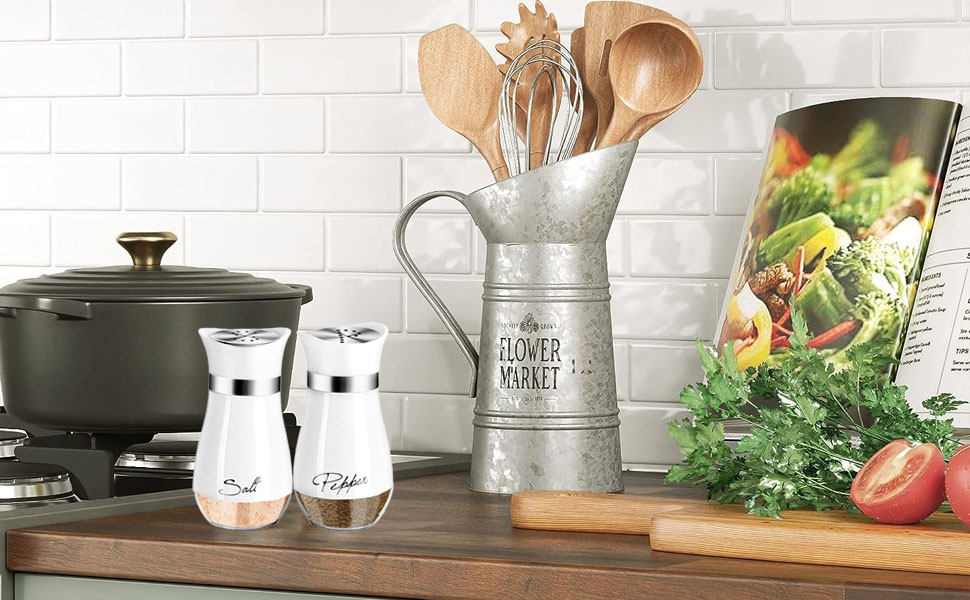 Набір для солі та перцю з нержавіючої сталі з скляною пляшечкою, диспенсер для спецій, аксесуари для кухні, дому, ресторану, обіднього столу (білий)