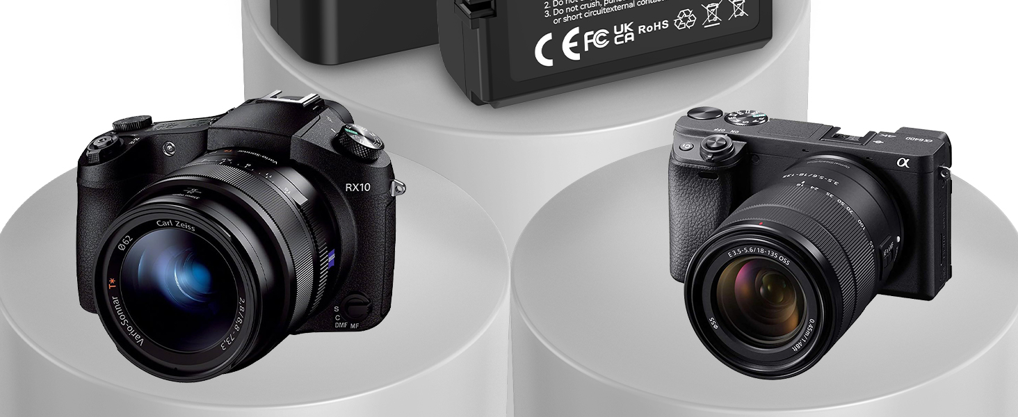 Набір акумуляторів NP-FW50 1300mAh 2 шт. та зарядний пристрій LCD для Sony ZV-E10, A6000, A6300, A6400, A6500, A5100, A5000, A7, A7II, A7R, A7RII, A7SII, 7RM2, 7SM2, 7M2, A55, RX10 II III IV, NEX-3/5/6/7, NEX-F3