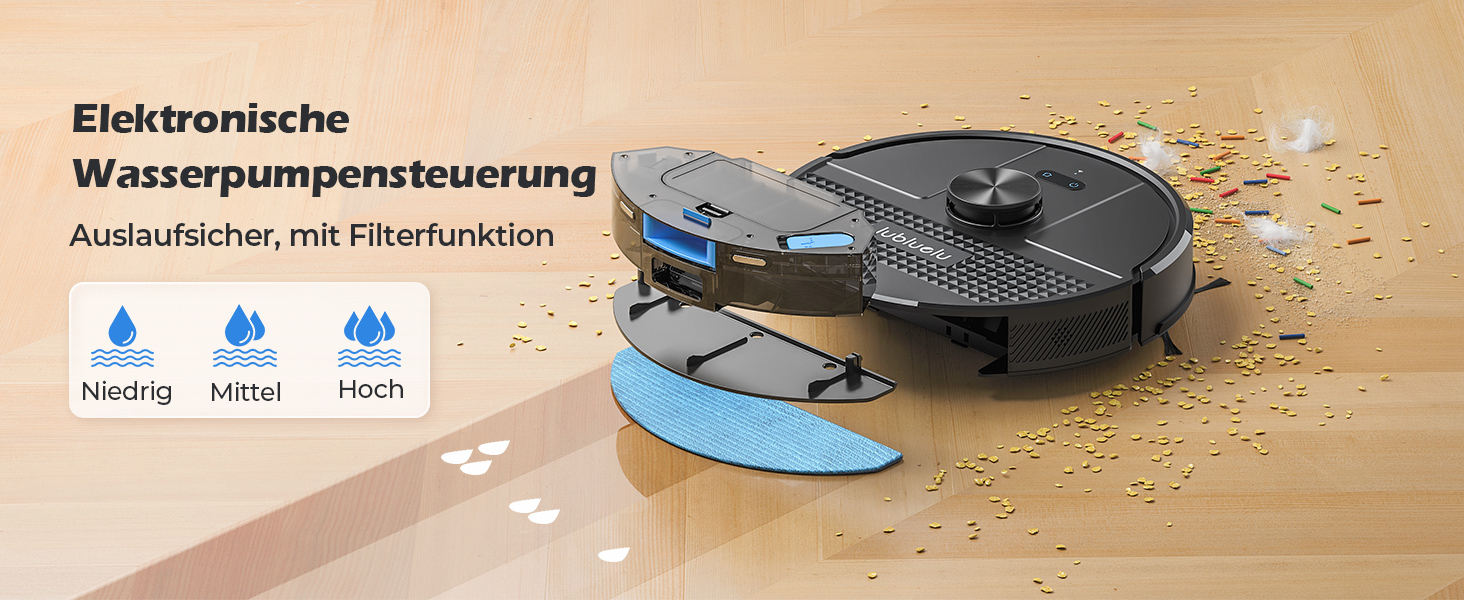 Робот-пилосос Lubluelu SL68 Plus 3-в-1 з вологою, 4500Pa, лазерна навігація, керування через додаток, 24 зони заборони, для тварин, килимів