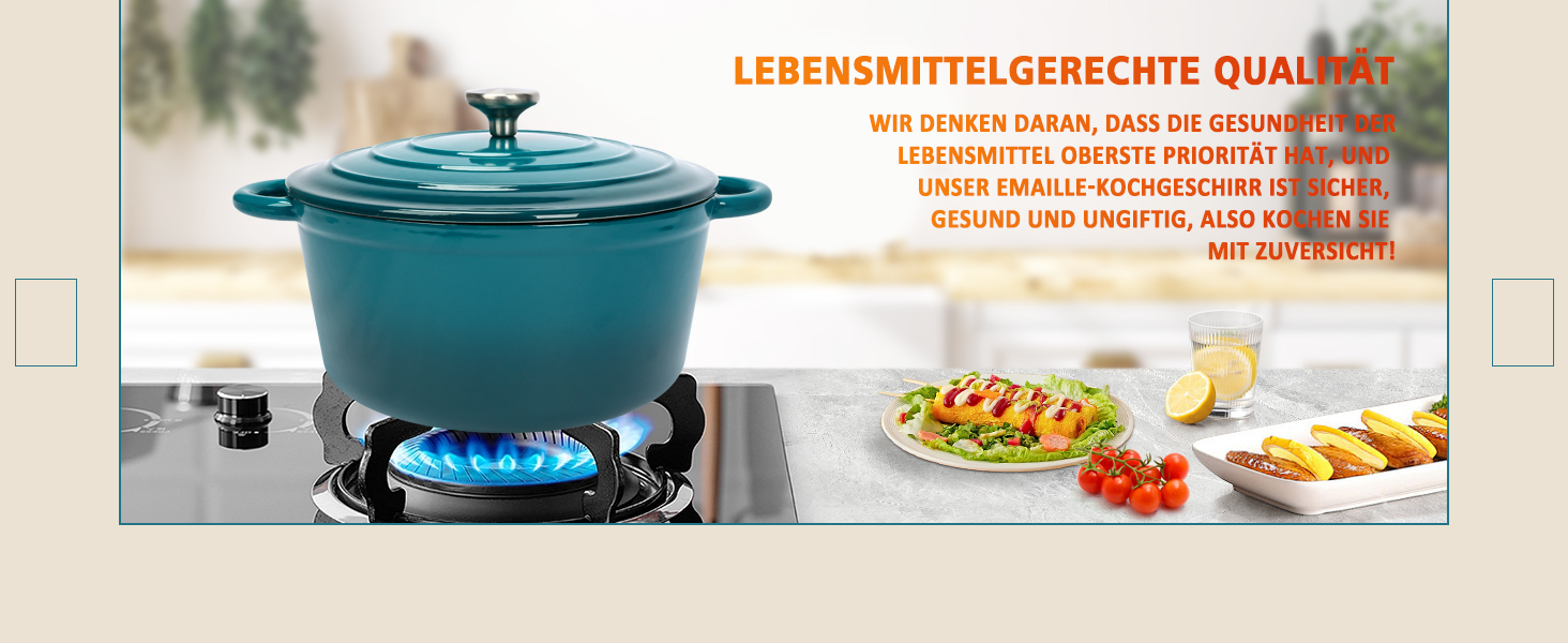 Набір чавунної емальованої посуду Denmay 7 предметів: голландська піч, сковорода, каструля для тушкування, соусник, 3 кришки. Підходить для всіх типів плит, з органайзером, блакитний