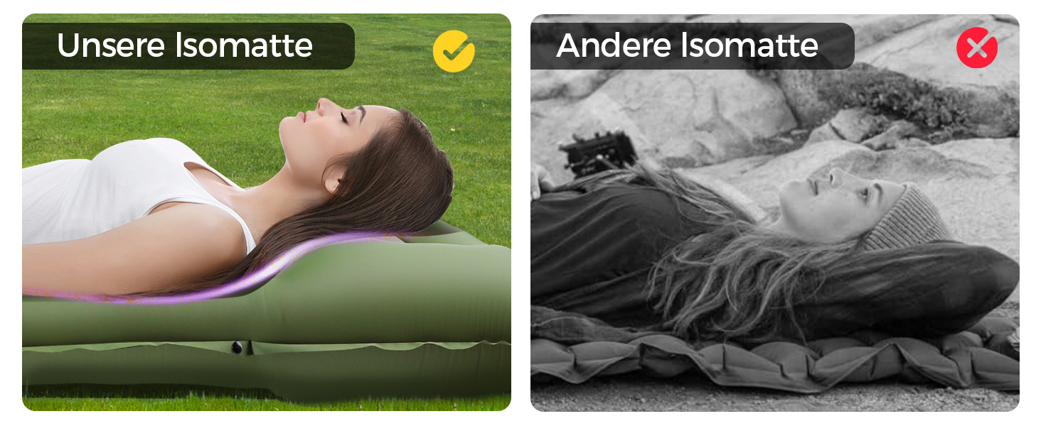 Кімомат Ciskotu Саморозгортальний килимок для кемпінгу, 12 см, з насосом, ультралегкий, компактний, зелений