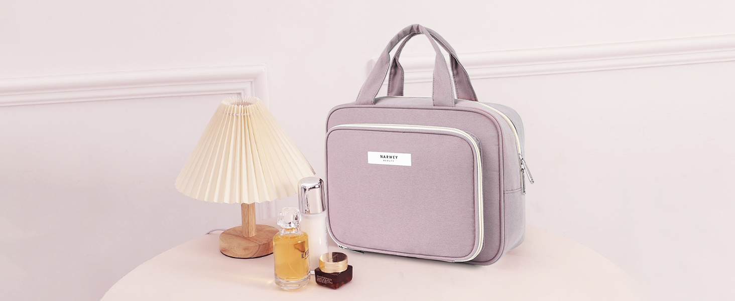 Велика косметичка для жінок Kulturtasche Damen Gross, дорожня косметичка, сумочка для макіяжу, валізка для туалетних речей (Бежевий фламінго)