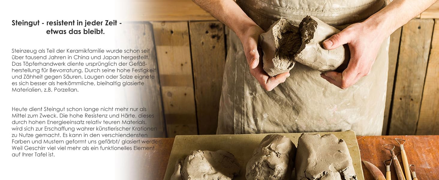 Набір посуду James Cooke Azure Vintage Steinzeug для 6 осіб (24 елементи) - біло-блакитний, з рельєфом, для миття в посудомийній машині, духовці та мікрохвильовій печі