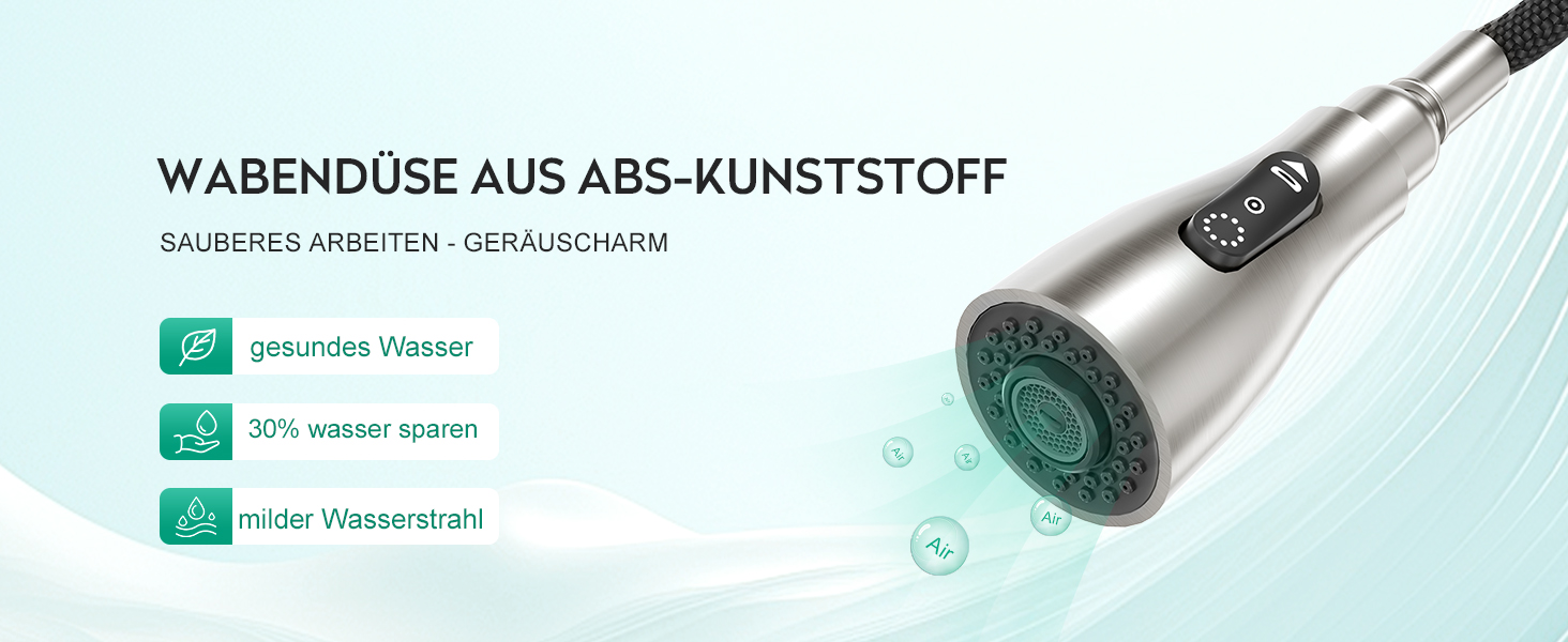 Кран кухонний CREA з 3 функціями: душ, висувна лійка, поворот 360°, нержавіюча сталь