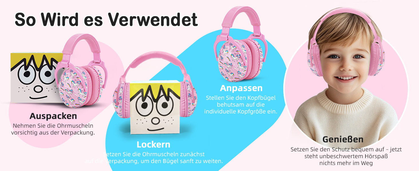 Навушники шумоізоляційні для дітей ZOHAN 030, 3-18 років, для дітей з аутизмом, для школи та концертів, рожевий єдиноріг