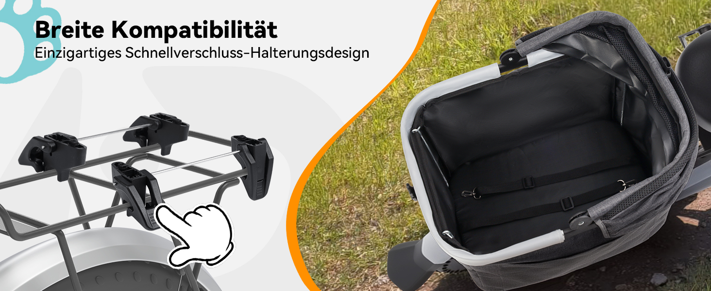 Кошик для велосипеда для собак до 12 кг з металевим каркасом, швидкознімний кріплення, сітчасте вікно, м'яке сидіння, світловідбиваючі смуги, складаний, для міських велосипедів