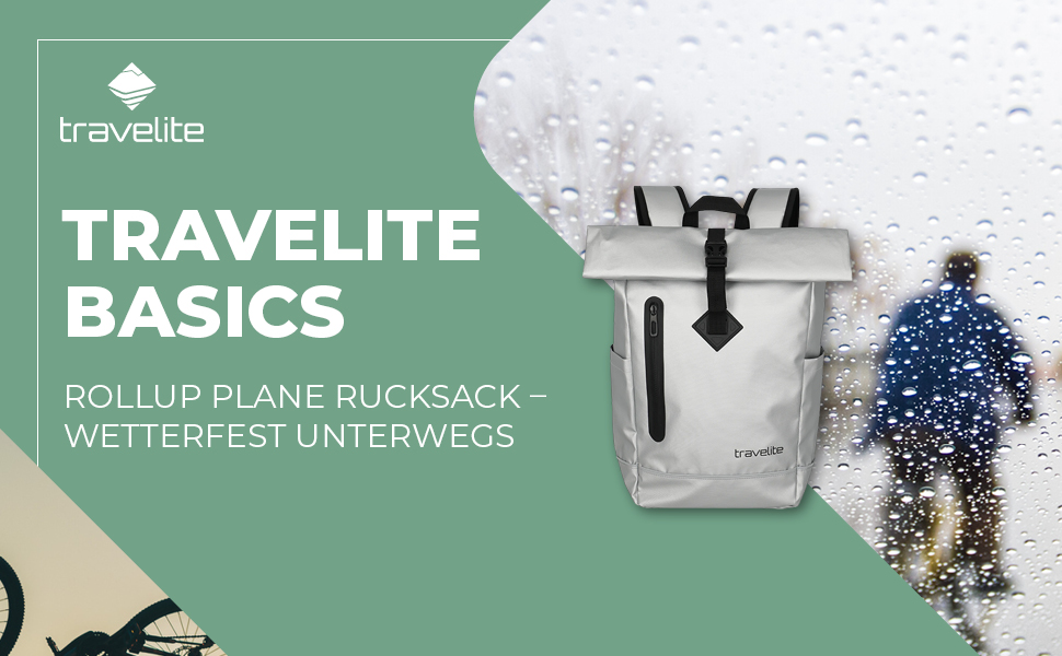 Водонепроникний рюкзак Travelite Rolltop для велосипеда та відпочинку, 19 л, сріблястий, з відбивачами