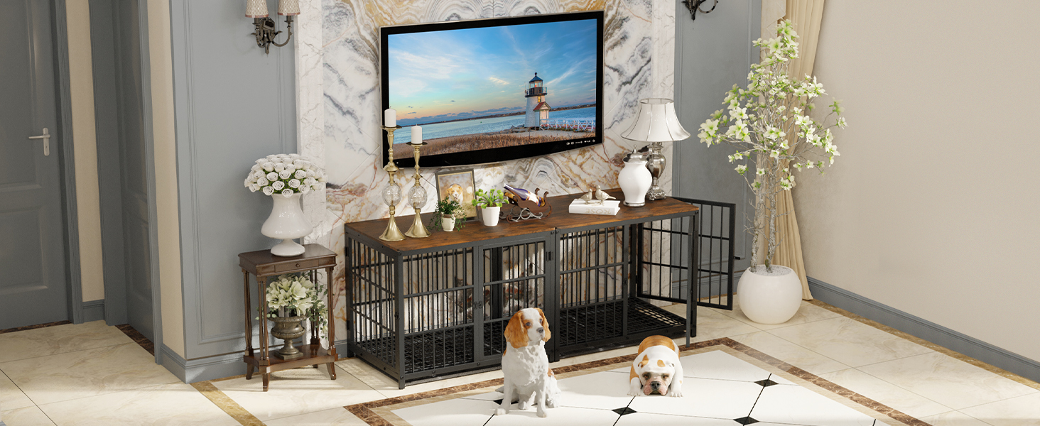 Клітка для собак BingoPaw Holz: Будинок для собак у стилі меблів з трьома дверцятами, знімним піддоном, 78x56x65 см, білий. Також доступна: 91x63x74 см, чорний