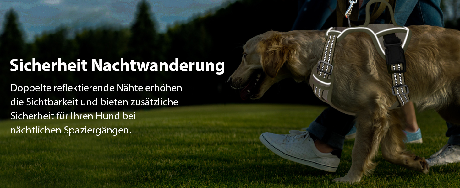 Шлейка для собак середніх порід Funfox, анти-тягу, з ручкою, світловідбиваючі смуги, без коміра, для собак середнього розміру (S, оливковий)