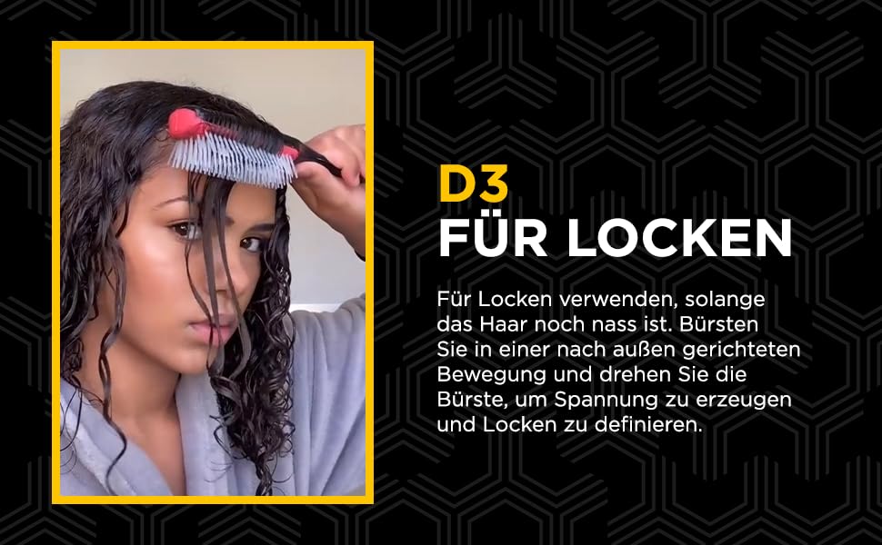 Щітка для кудрявого волосся Denman D3 (African Violett), 7-рядна для укладання, розчісування, формування та визначення локонів – для жінок та чоловіків