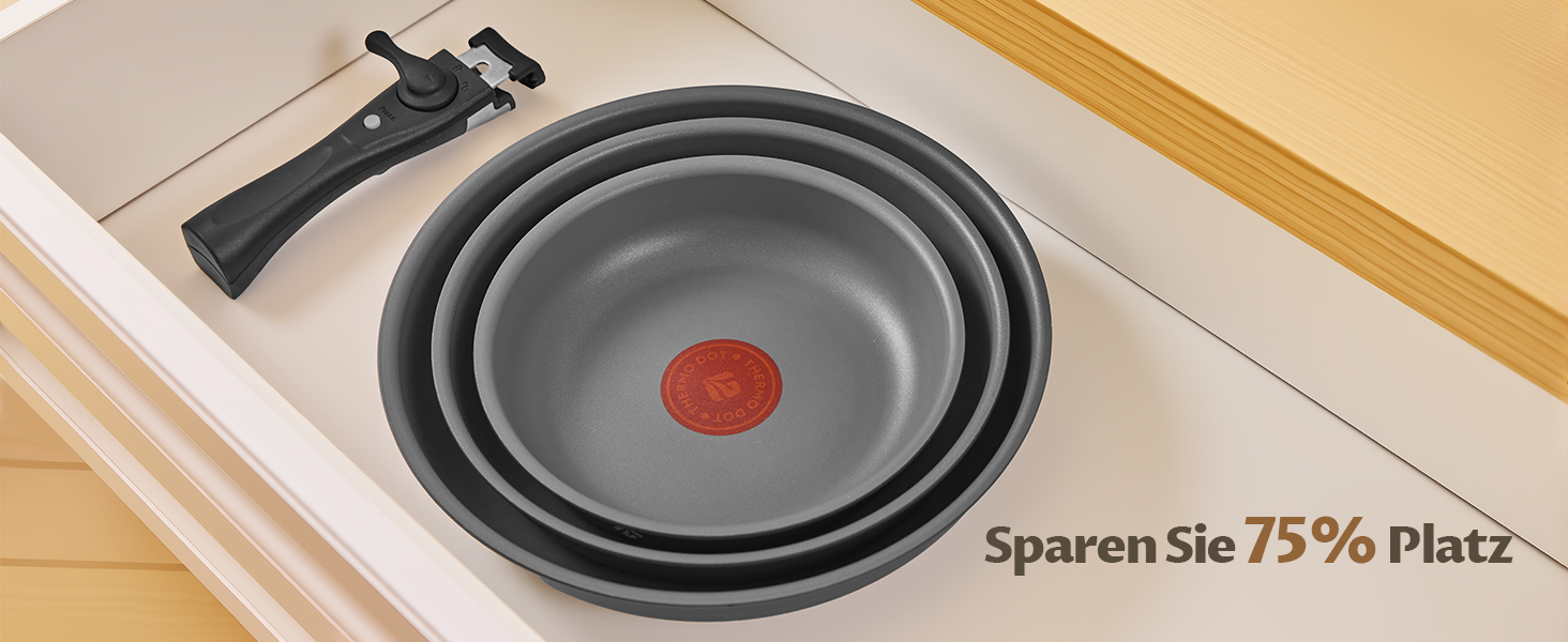 Набір сковорідок 4 шт. 20, 24, 28 см з термоіндикатором, знімні ручки, антипригарне покриття, підходить для всіх плит, можна використовувати в духовці