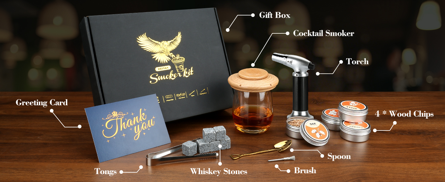 Набір для копчення коктейлів: 4 дерев'яні чіпси, аксесуар для віскі, коктейлів, кави, бурбону та м'яса
