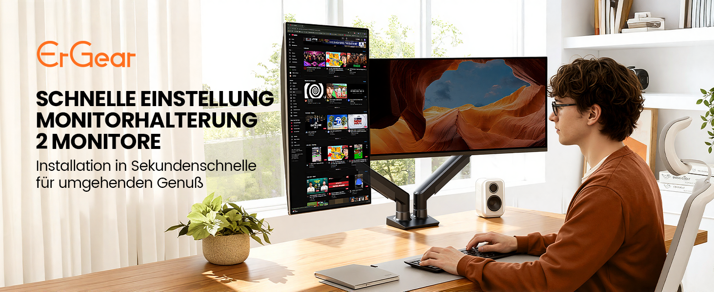 Кріплення для монітора ErGear 2 монітори, регульоване, для екранів 13-32