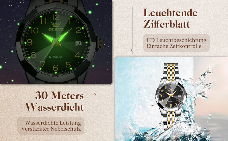 Годинник жіночий OLEVS з нержавіючої сталі, кварцовий, з датою, водонепроникний, чорний циферблат, двоколірний браслет