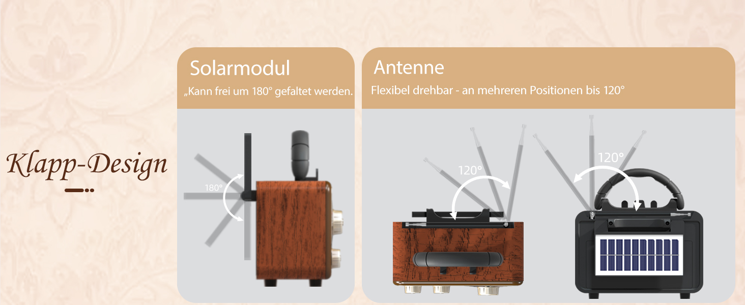Портативна радіоприймач AM/FM/SW з сонячною батареєю, Bluetooth, USB/TF/AUX, для кемпінгу та подорожей. Підходить як подарунок для чоловіків
