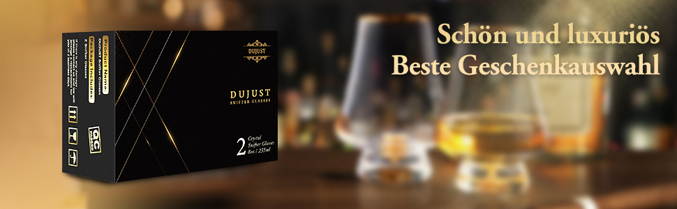 Набір склянок для віскі DUJUST 4 шт. (205 мл) з 24K золотом, Snifter для бренді/коньяку/бурбону/текіли/скотчу, BPA-free та без свинцю