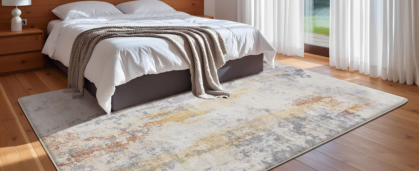 Теплый ковер для гостиной, спальни, столовой, нескользящий, мягкий ковер с коротким ворсом, абстрактный серый стильный ковер для легкой чистки (Абстрактный серый, 160 x 200 см).