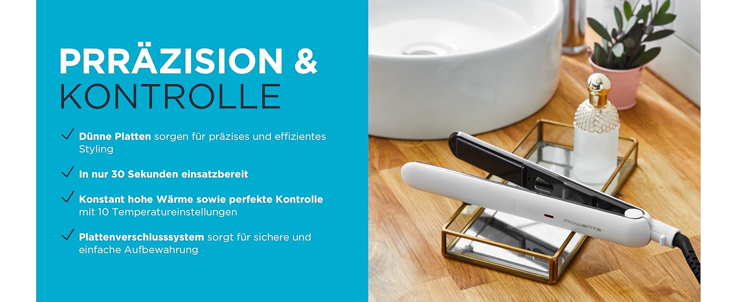 Випрямляч для волосся Rowenta Optiliss SF3210, керамічне покриття, 230°C, білий