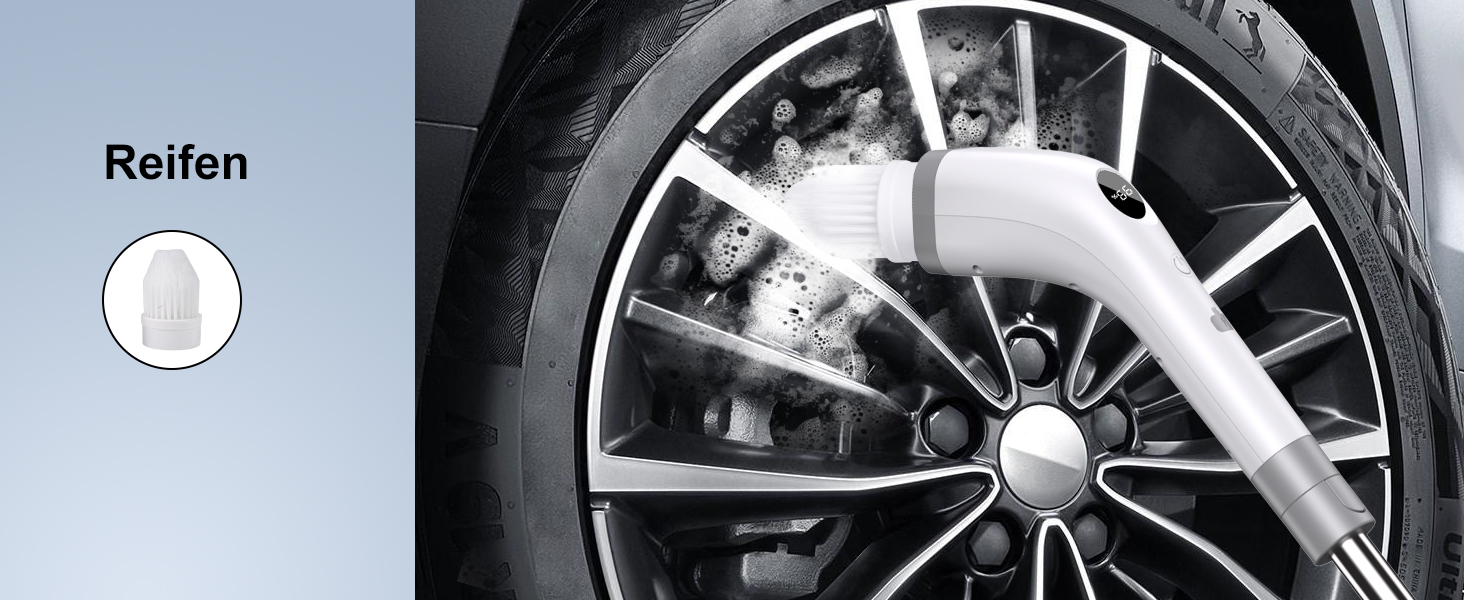 Електрична щітка для прибирання 7 в 1 з регульованою ручкою, змінними насадками, 2 швидкості, для ванної, плитки, IPX7, білий/сірий