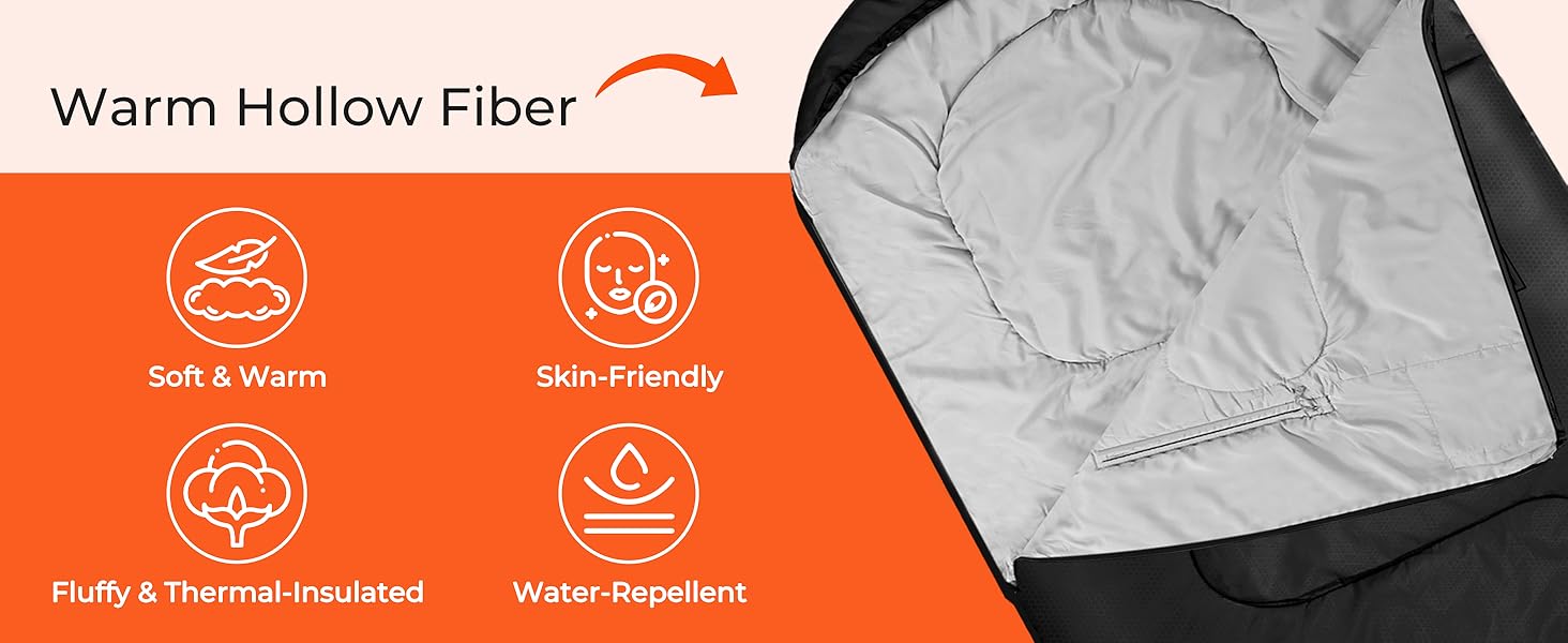 3-4 Season Sleeping Bag - Waterproof & Lightweight Sleeping Bag for Camping, Travel & Outdoor Activities - Ideal for Adults - 220 x 84 cm - 1.9KG - Black