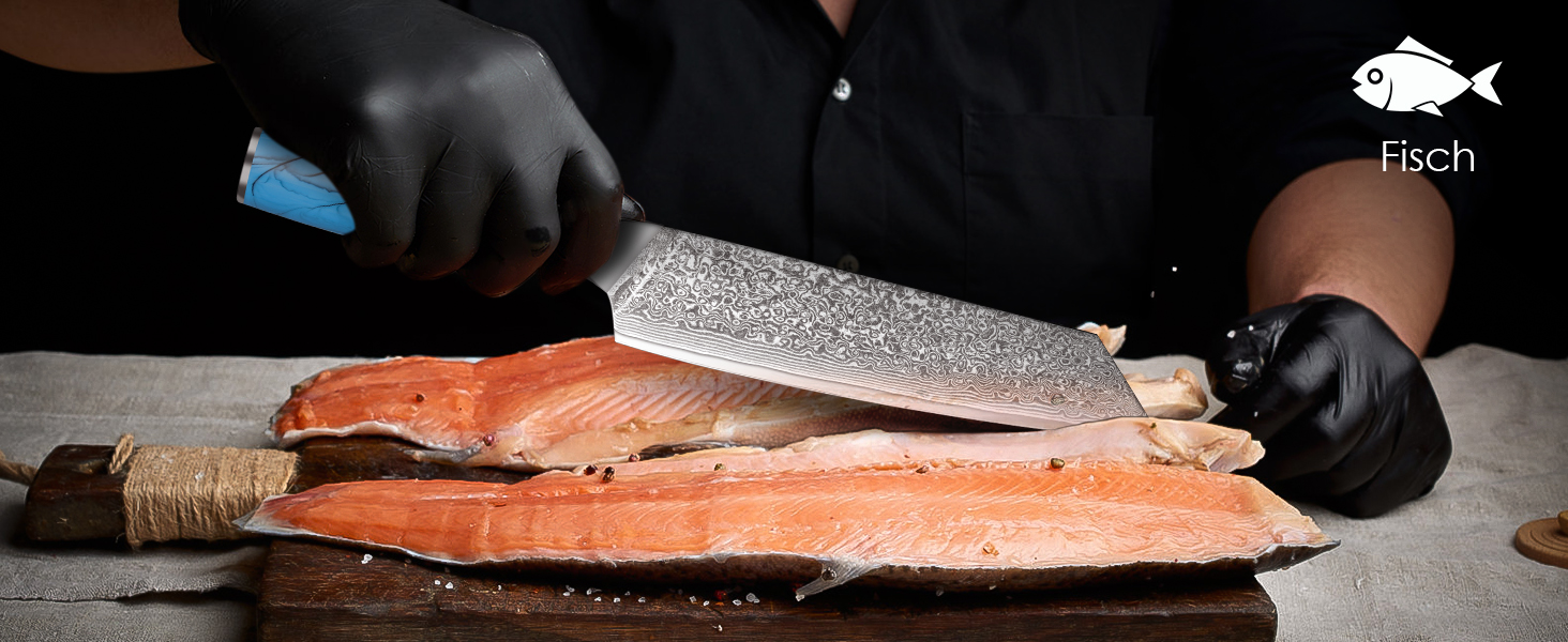 Ніж Kiritsuke з дамаської сталі для кухні, 18.8 см, VG-10, ергономічна ручка, подарункова коробка