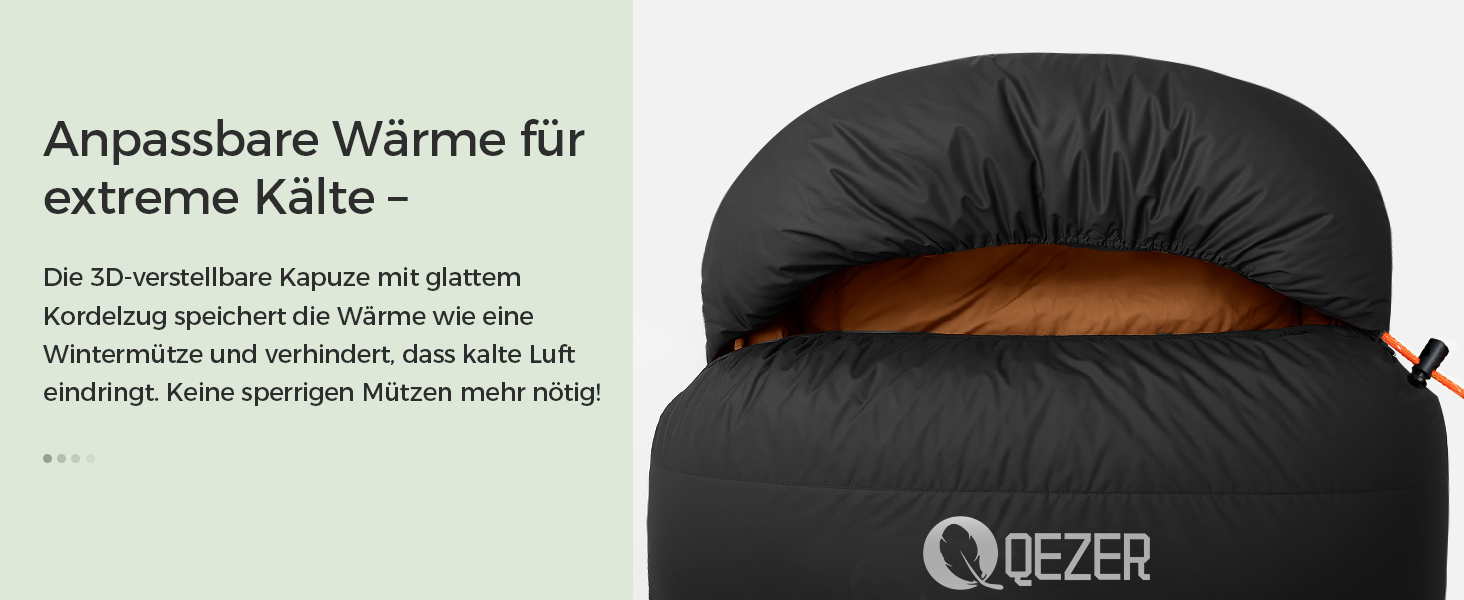 Спальний мішок XXL з пуху 3-4 сезони, 230x100 см, для дорослих, чорний, -3°C | Для кемпінгу, походів, рюкзаків