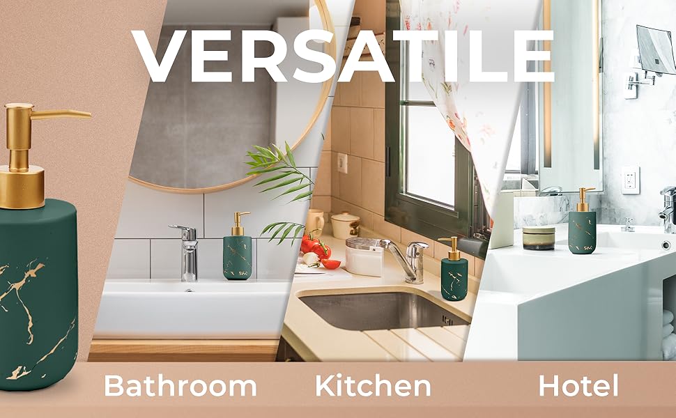 Дозатор для мила JJ PRIME, 400 мл, чорний, кераміка, з помпою, для кухні та ванної кімнати